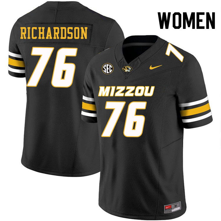 Women #76 Jayven Richardson Missouri Tigers College Football Jerseys Stitched-Black